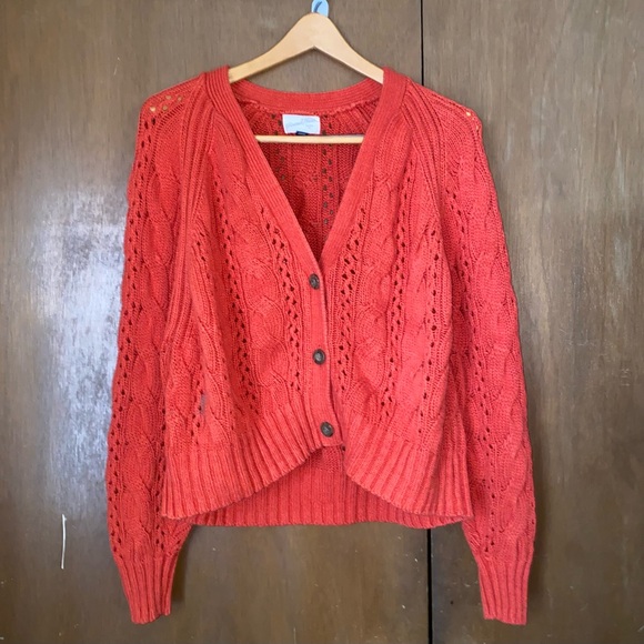 Cozy Orange Knit Cardigan - Picture 1 of 3